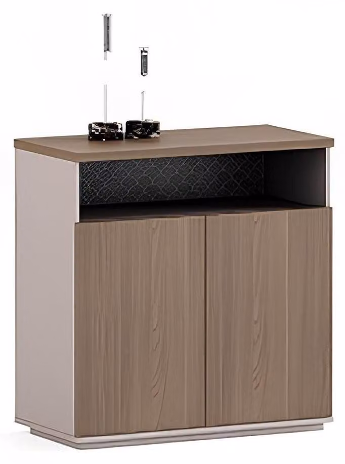 Lussuoso comò in legno marrone con spazio contenitivo, dal design pratico, mobile da ufficio