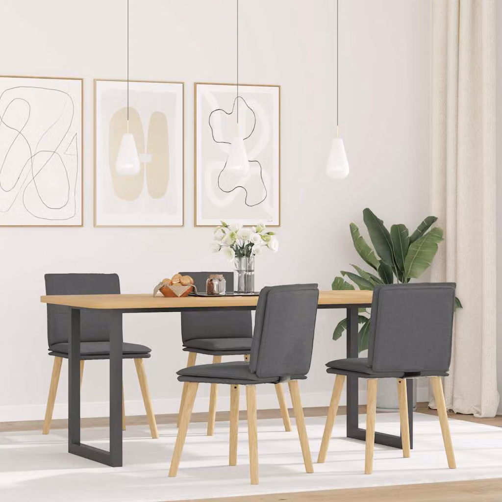 Set di 4 sedie da pranzo vidaXL in tessuto grigio con struttura in legno e metallo per soggiorno o cucina