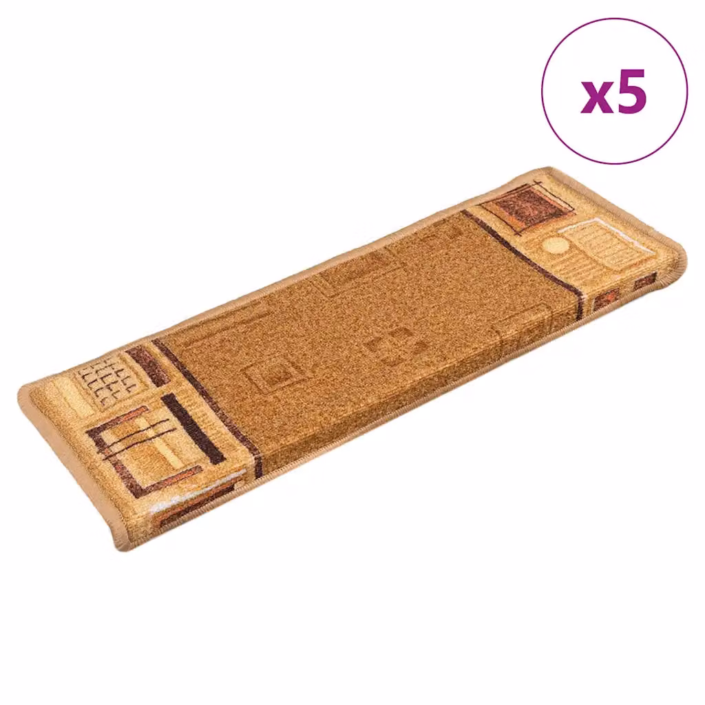 vidaXL Tappetini per Scale Autoadesivi 5 pz 65x21x4 cm Beige