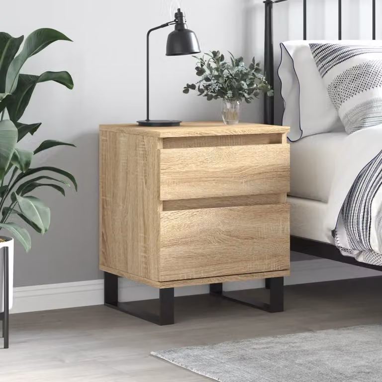 Comodino moderno vidaXL in legno multistrato color rovere sonoma, sospeso, L 40 cm x P 35 cm x H 50 cm