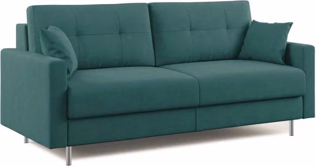 Divano letto matrimoniale Megan Divani.Store in microfibra smacchiabile colore petrolio L: 208 cm, L/P/H: 160 x 200 cm