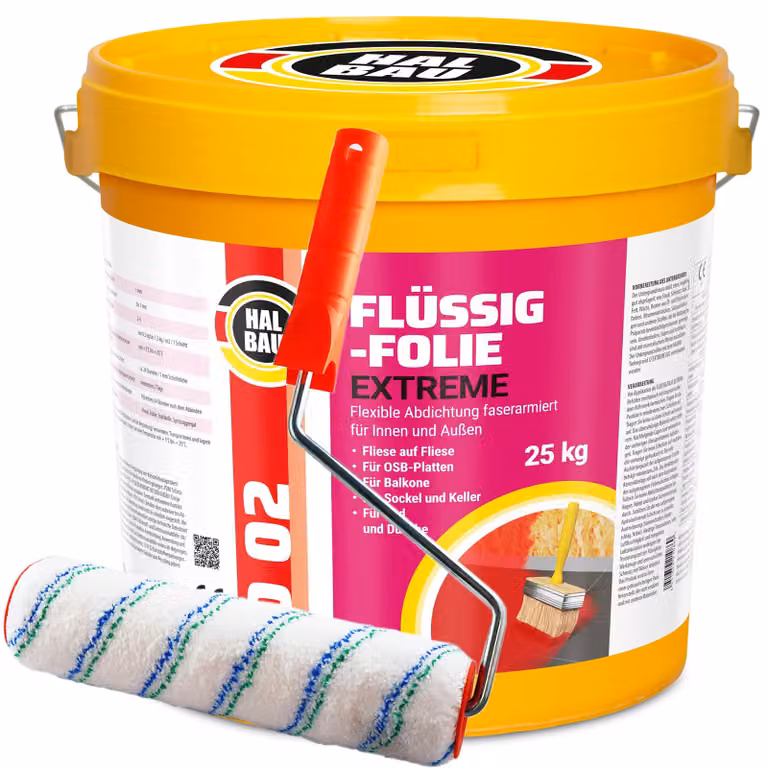 Set rullo da pittura 25 cm + HALBAU FLÜSSIGFOLIE EXTREME D02 pellicola liquida - 25 kg
