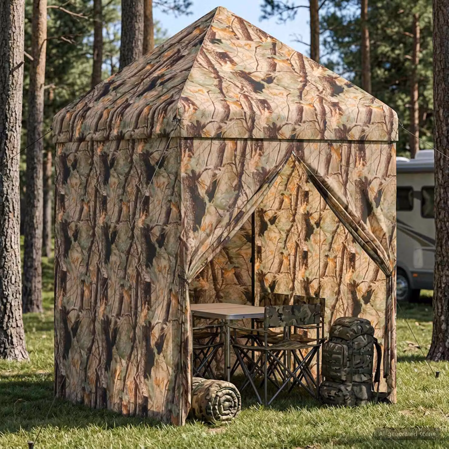 Gazebo Pop-up vidaXL con 4 Pareti, Mimetico Multicolore, L/P/H: 200 x 200 x 200 cm