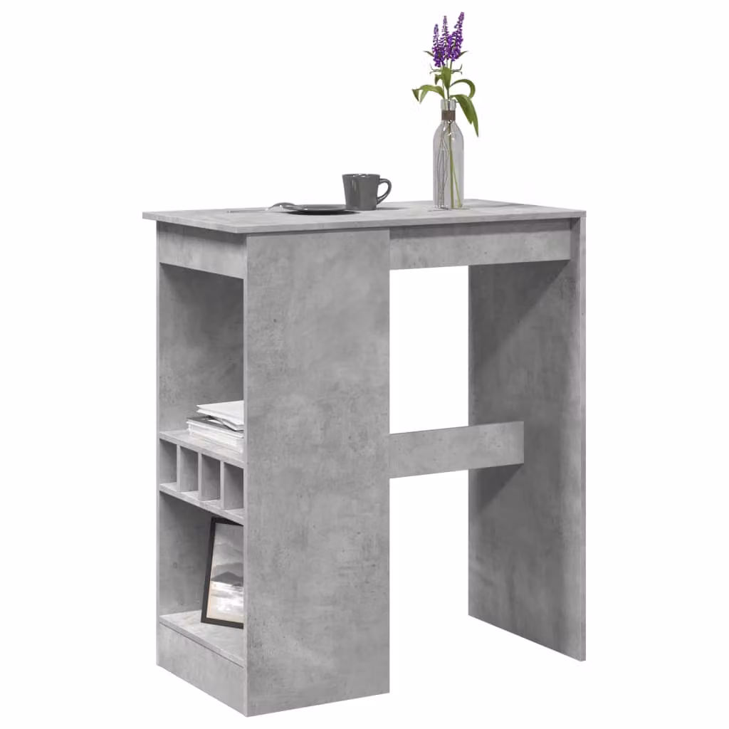 vidaXL Tavolo Bar con Rastrelliera Grigio L: 90 cm, P: 47,5 cm, H: 103,5 cm