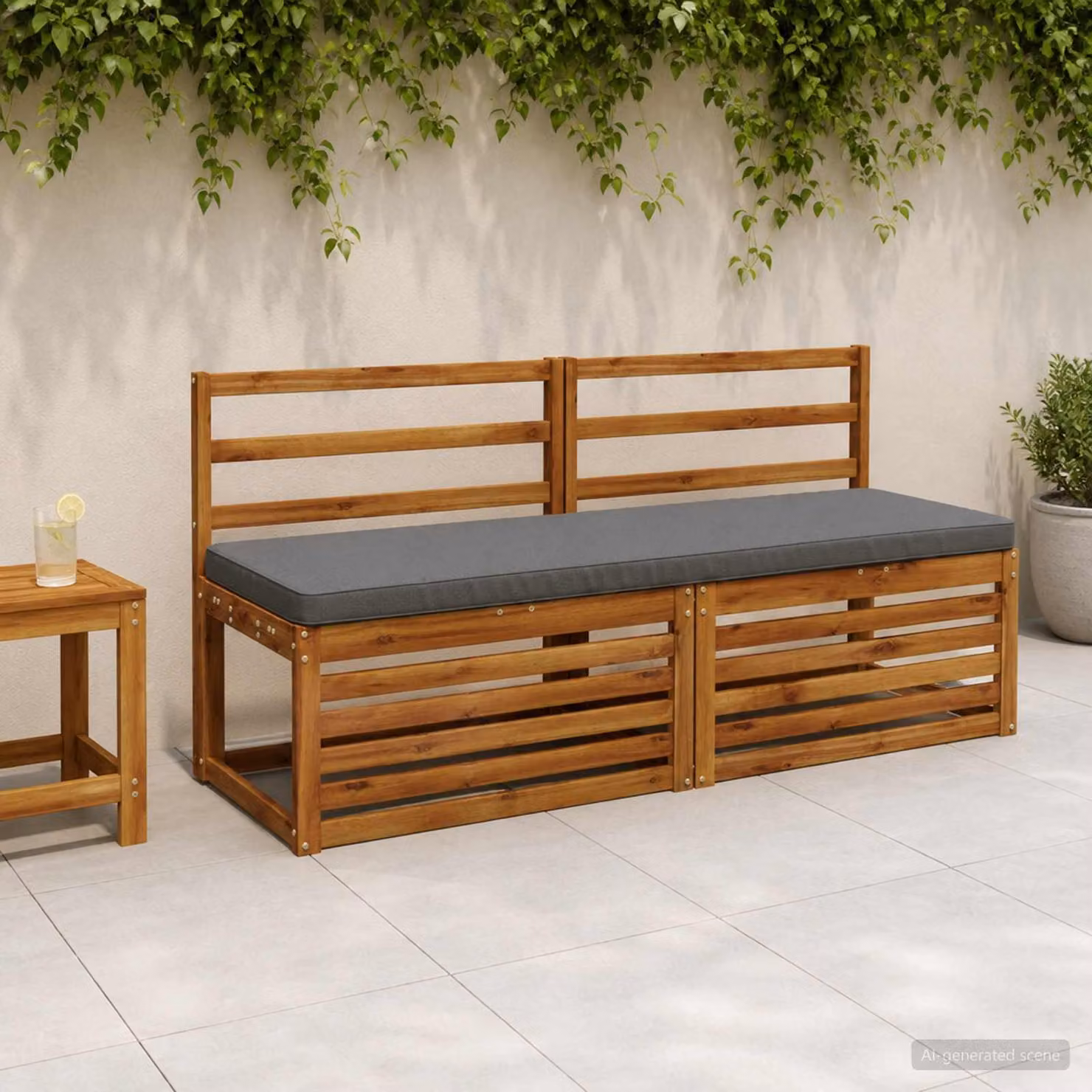 Set di 2 cuscini per panchina vidaXL VUGHT in poliestere grigio con rivestimento rimovibile e resistenza ai raggi UV