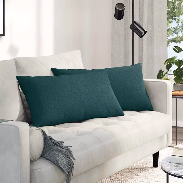 Set di 2 cuscini da divano vidaXL in tessuto verde con fodera rimovibile, L 80 cm x P 40 cm x H 40 cm