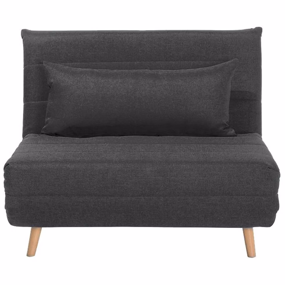 Divano letto pieghevole Beliani in tessuto grigio con struttura in legno di betulla stile scandinavo – 2