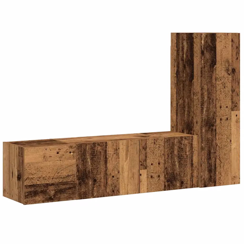 vidaXL Mobili TV a Parete 3 pz Legno Antico in Legno Multistrato