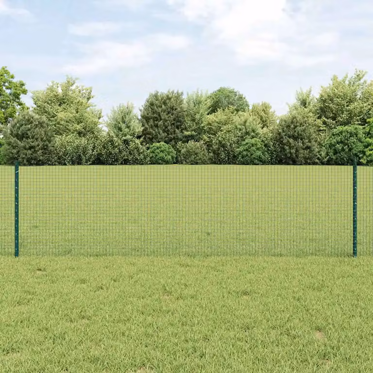 Recinzione in rete saldata con pali vidaXL in acciaio e PVC verde, L: 25 m, H: 0,6 m