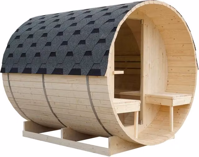 Sauna finlandese da esterno Parama per 4 persone in legno di abete marrone L: 184,2 cm, P: 220 cm, H: 190 cm – 1