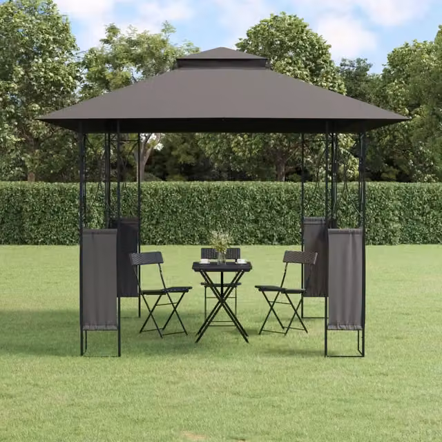 Gazebo con Tetto Antracite 300x300x270 cm Acciaio 360141