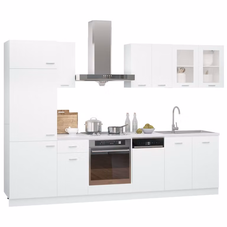 Set Armadi da Cucina 8 pz Lyon Bianco in Truciolato