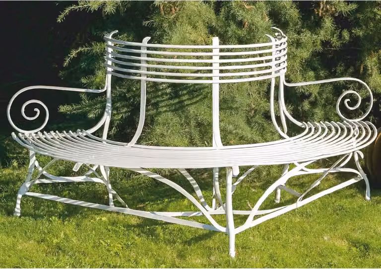 Casa Padrino Panca da giardino liberty bianca 180 x h. 88 cm - Mobili da giardino forgiati a mano