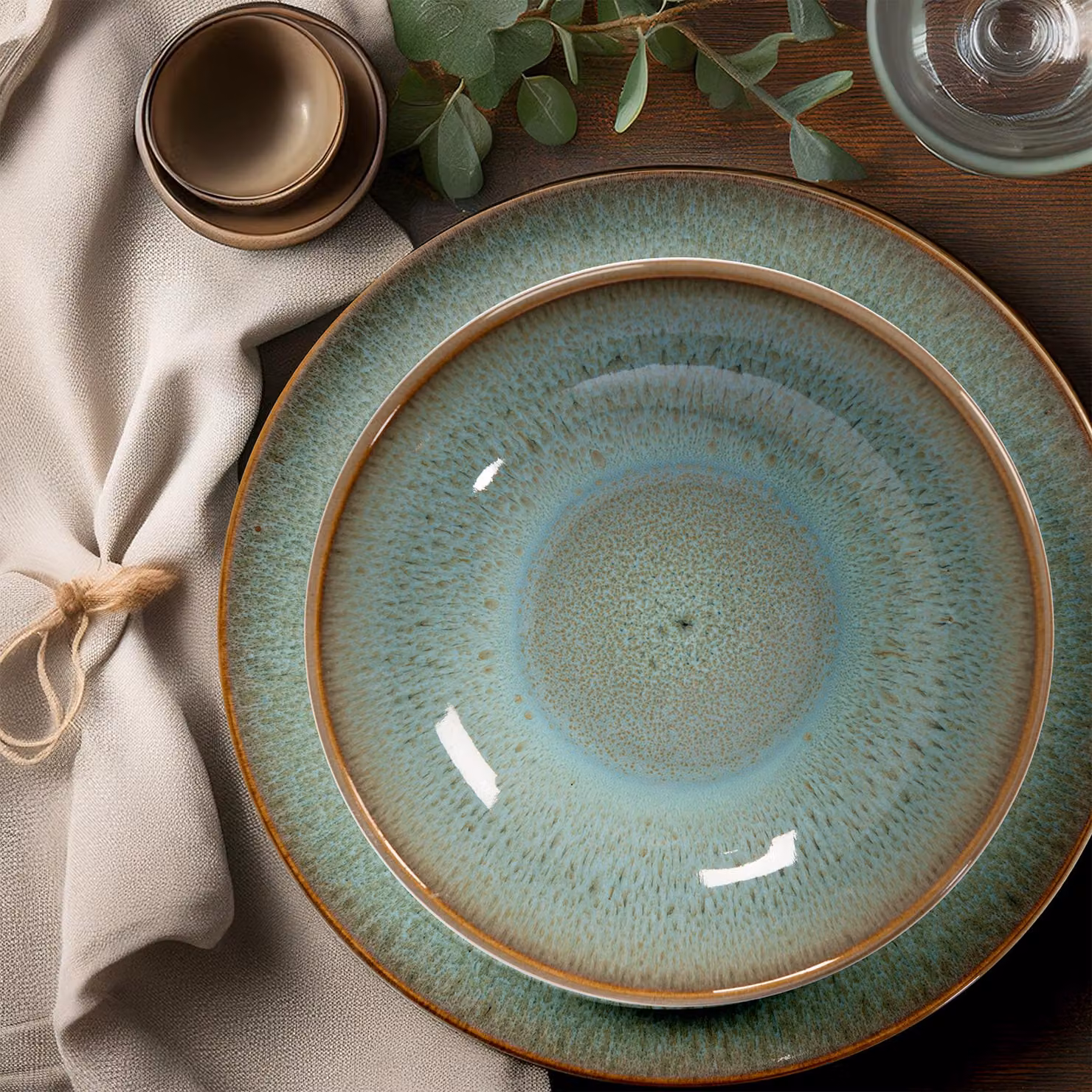 Servizio di piatti GUSTO CASA in stoneware Reactive Green, 18 pezzi – 2