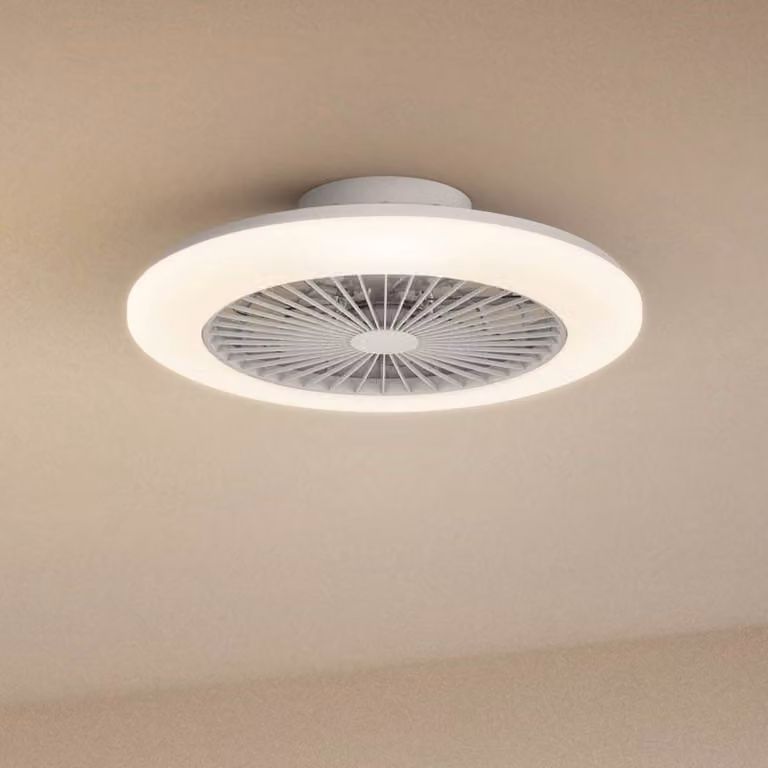 Philips Ventilatore da soffitto LED Amigo, bianco lucido, 58 cm, CCT dimmerabile, Bianco / Opale, Soggiorno / Sala da pranzo, Plastica, Moderno