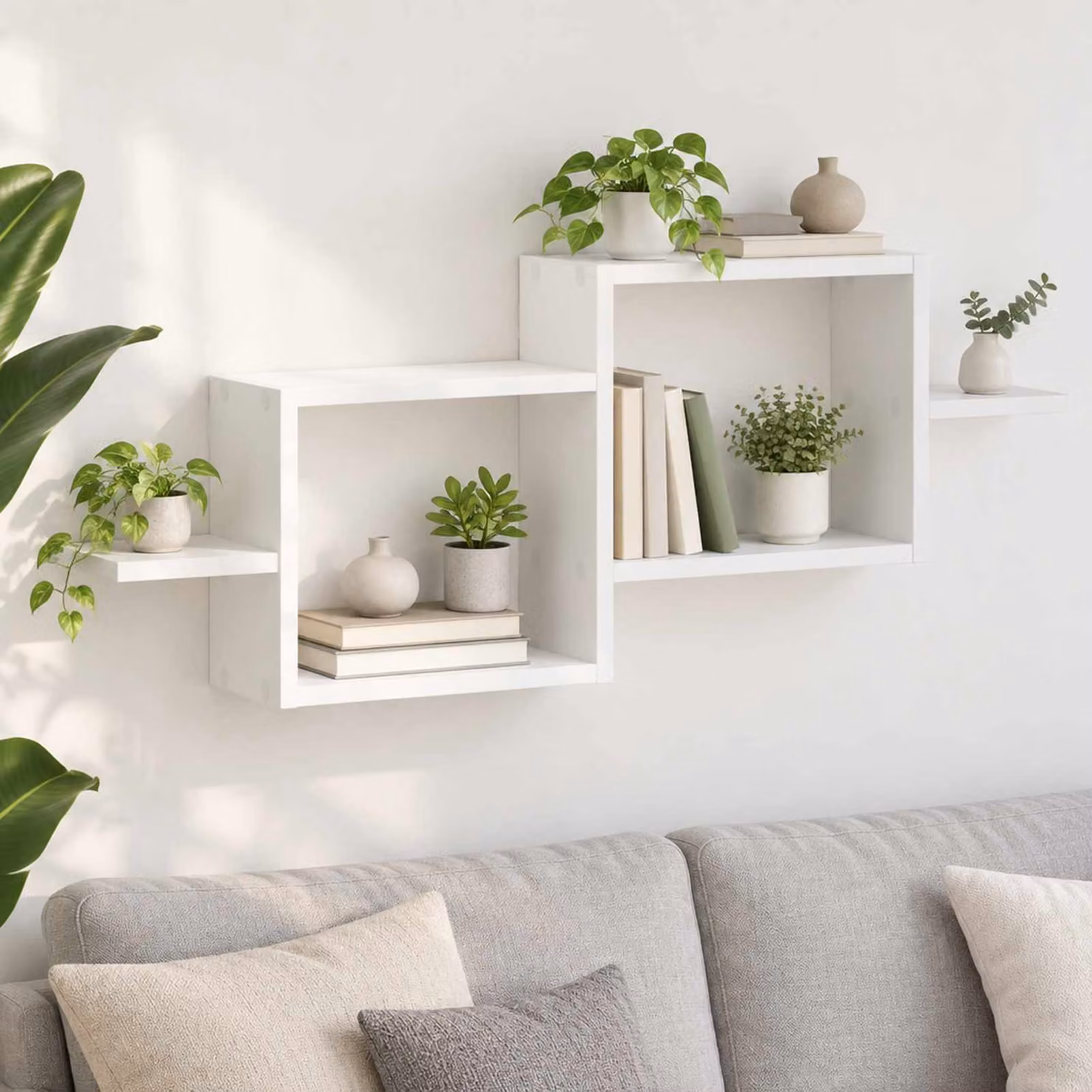 Scaffale da parete vidaXL Bianco in Legno MDF Minimalista L: 95 cm, P: 17 cm, H: 37 cm