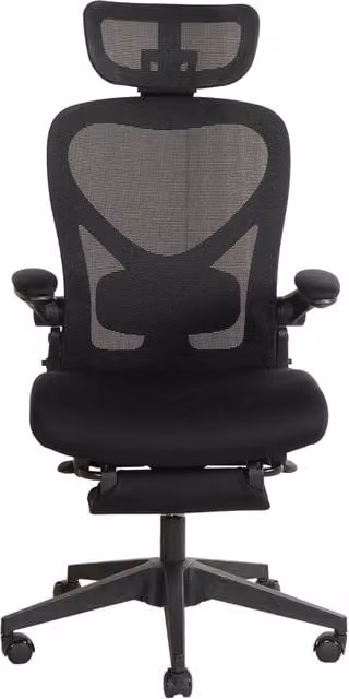 Sedia da ufficio ergonomica pieghevole 62 x 48,5 x 129 cm in rete e schiuma nera con poggiatesta 3D