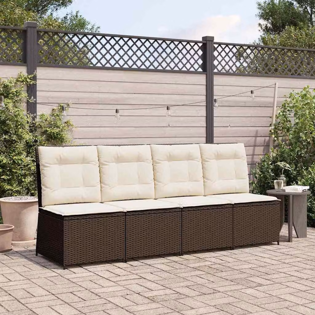 Maison Exclusive - Divano da giardino marrone e crema in rattan sintetico