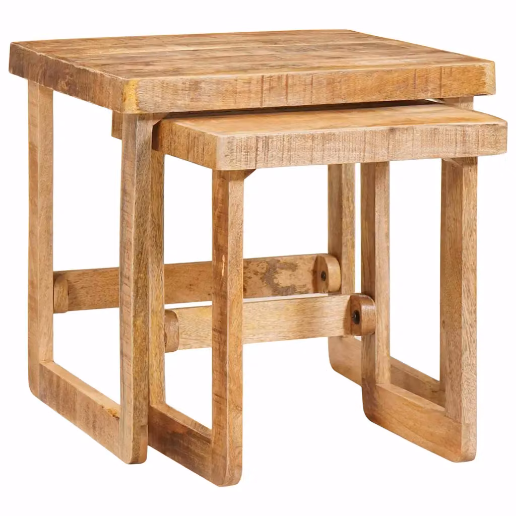 Set di 2 tavolini da annidamento vidaXL in legno di mango marrone L/P/H: 46 x 46 x 45 cm
