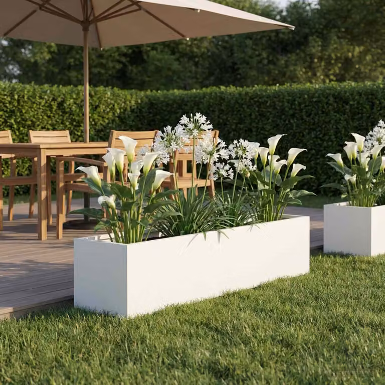 vidaXL Vaso da giardino in metallo Bianco L 80 x P 20 x H 20 cm