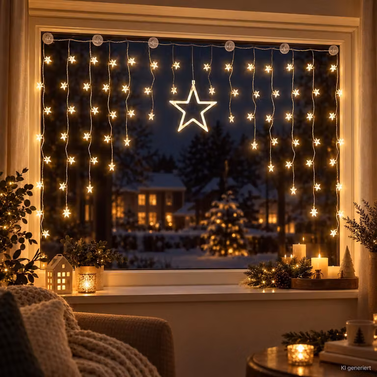 LEX Tenda luminosa LED star 90 LED bianco caldo