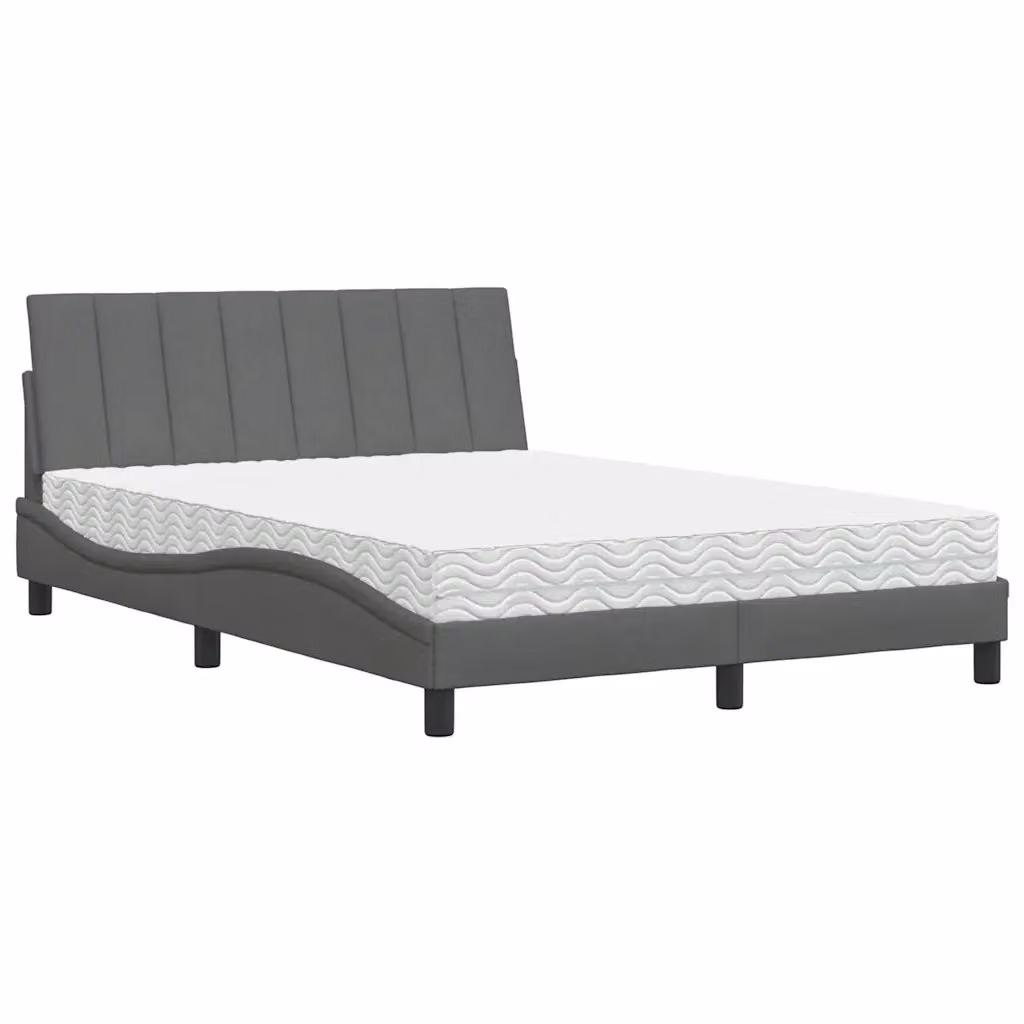 Letto con Materasso Hanko vidaXL Grigio e Bianco L/P/H: 120 x 200 x 74,5 cm – 2