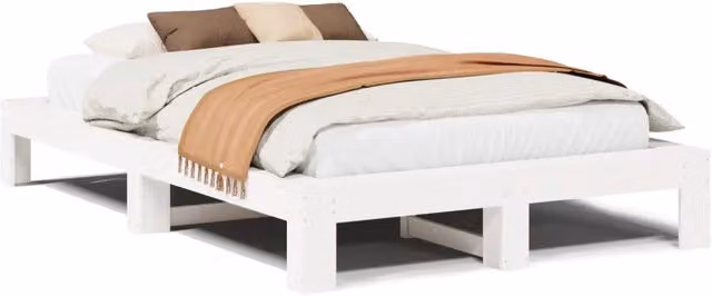 Letto matrimoniale | Letto per adulti | Letto senza Materasso Bianco 120x200 cm Legno Massello di Pino