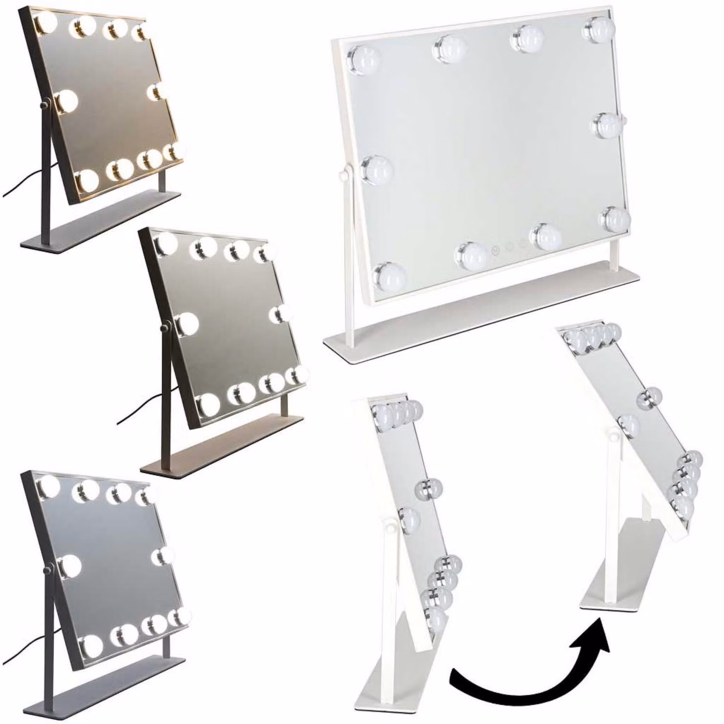 Specchio per il trucco a LED con 10 luci, illuminazione cosmetica, 3 diverse tonalità di luce
