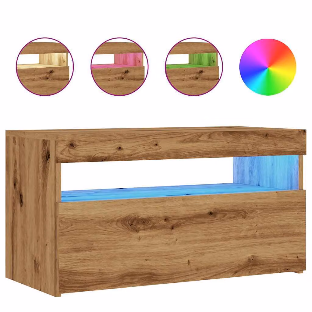 Mobile Porta TV con LED Artigianale 75x35x40 cm Multistrato