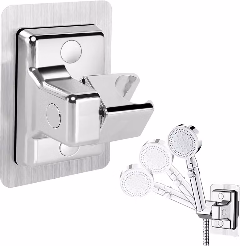 Supporto per doccia senza foratura - Regolabile e universale - Plastica ABS - Argento