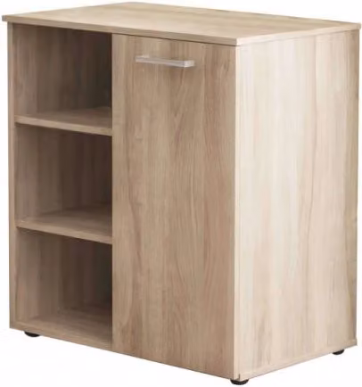 Mobiletto Cosma con 1 Anta e 3 Mensole in Olmo Chiaro, Marrone e Beige, L: 87 cm, H: 68 cm, P: 35 cm