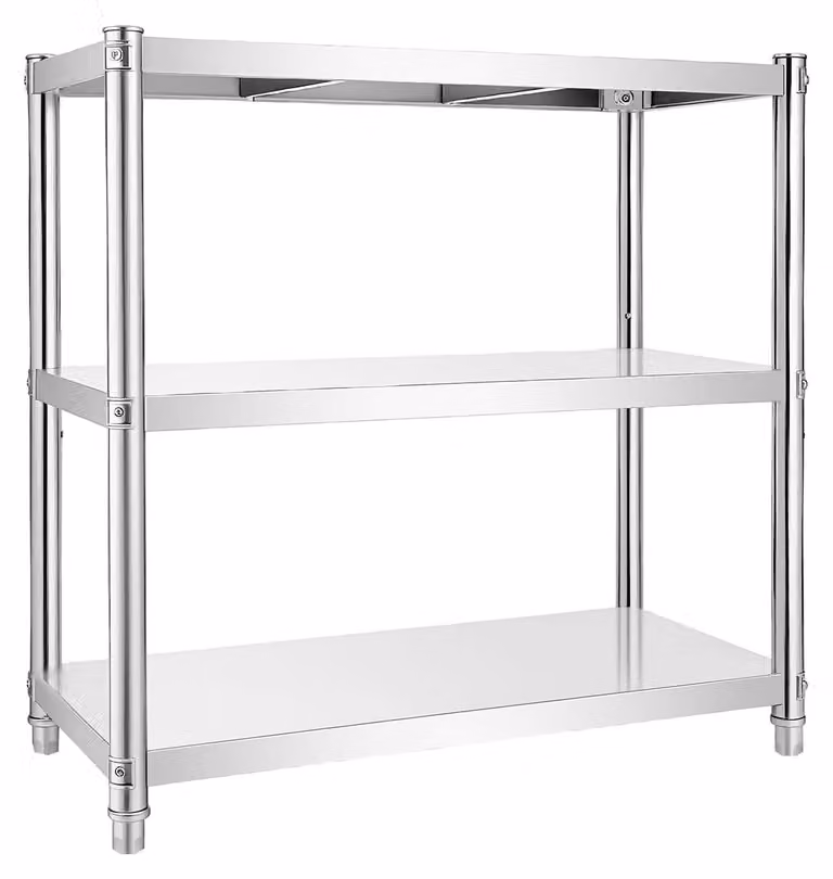 Solidchoice - Scaffale in acciaio inossidabile con 3 ripiani, ideale per la cucina e per la zona di stoccaggio