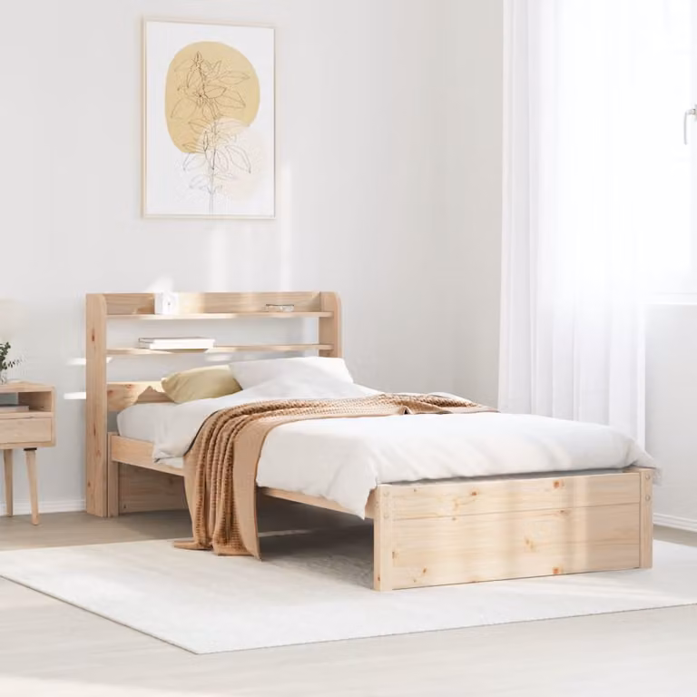 vidaXL Giroletto con Testiera in Legno Massello di Pino Rustico L: 190 cm, P: 85 cm, H: 75 cm
