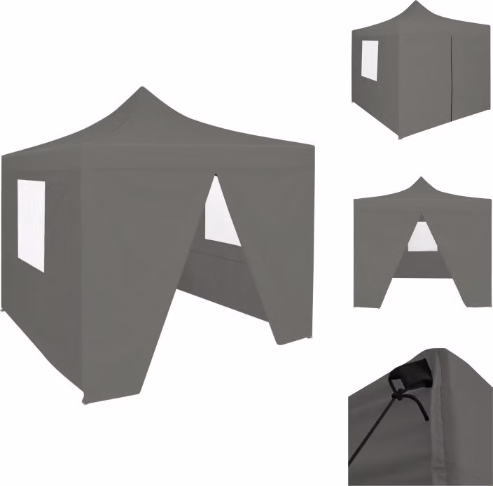 vidaXL Tenda pieghevole per feste pop-up con 4 pareti laterali 3 x 3 m antracite - Padiglioni e tende per feste
