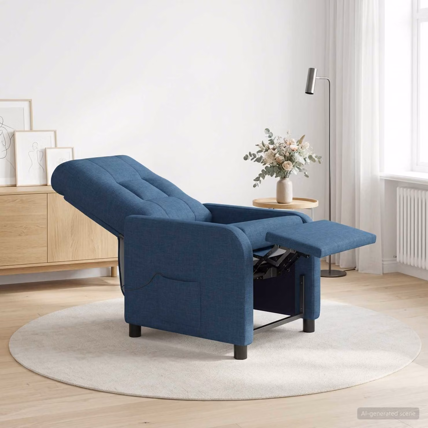 Poltrona relax reclinabile vidaXL in tessuto blu con braccioli e struttura moderna