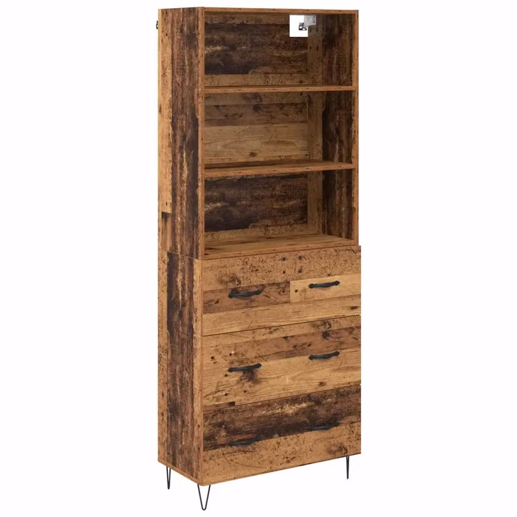Set di 2 credenze moderne vidaXL in legno e metallo colore marrone L: 69,5 cm, P: 34 cm, H: 180 cm – 2