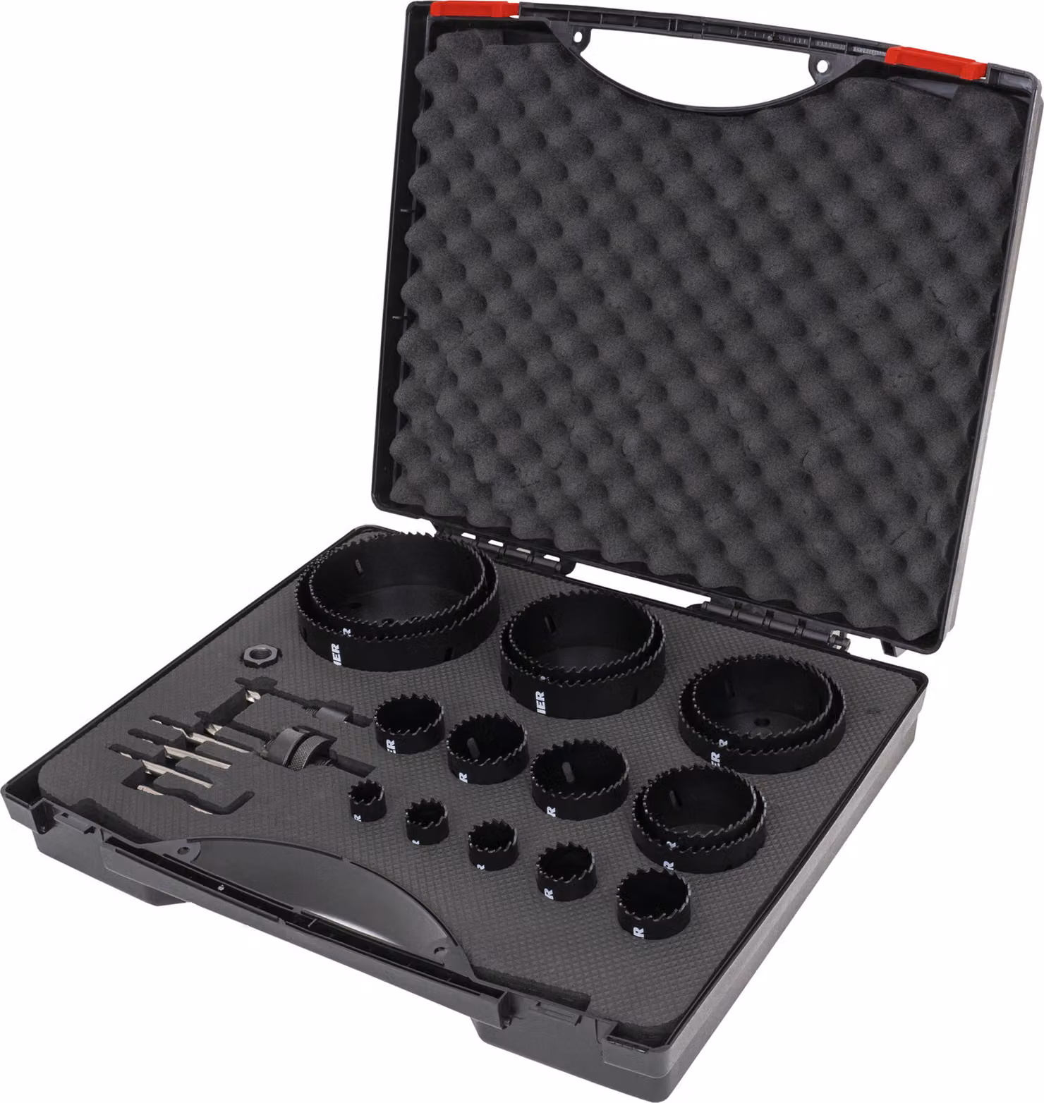 Set di seghe a tazza HSS-Co8 bimetalliche, 21 pezzi, 19 - 121 x 44 mm, taglio aggressivo, profondità di taglio fino a 44 mm
