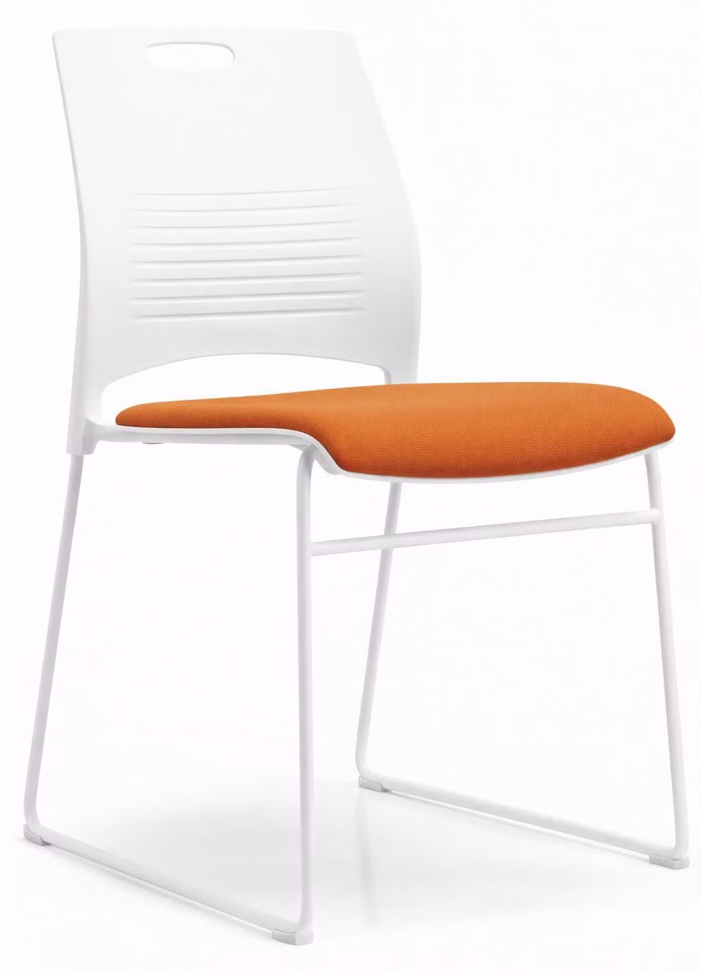Sedia da conferenza moderna con schienale ergonomico e seduta arancione