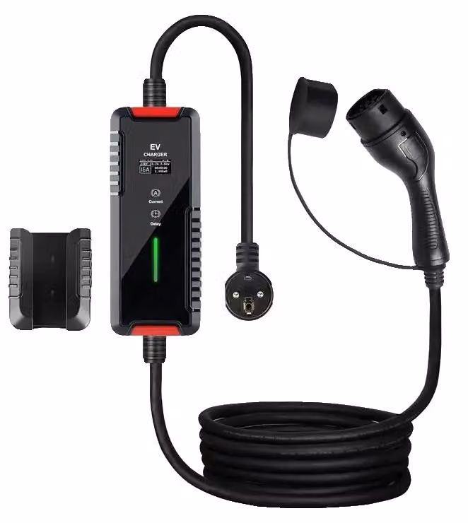 Caricabatterie per veicoli elettrici, compatibile con lo standard Tipo 2, design resistente agli agenti atmosferici, 3,5 kW, 16A, Tipo 2