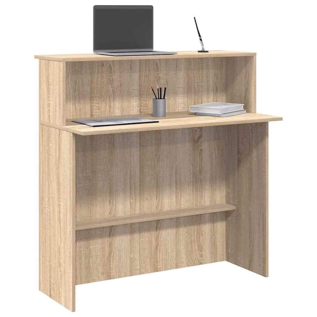 Scrivania per reception vidaXL in legno color rovere, L 100 cm x P 50 cm x H 103,5 cm
