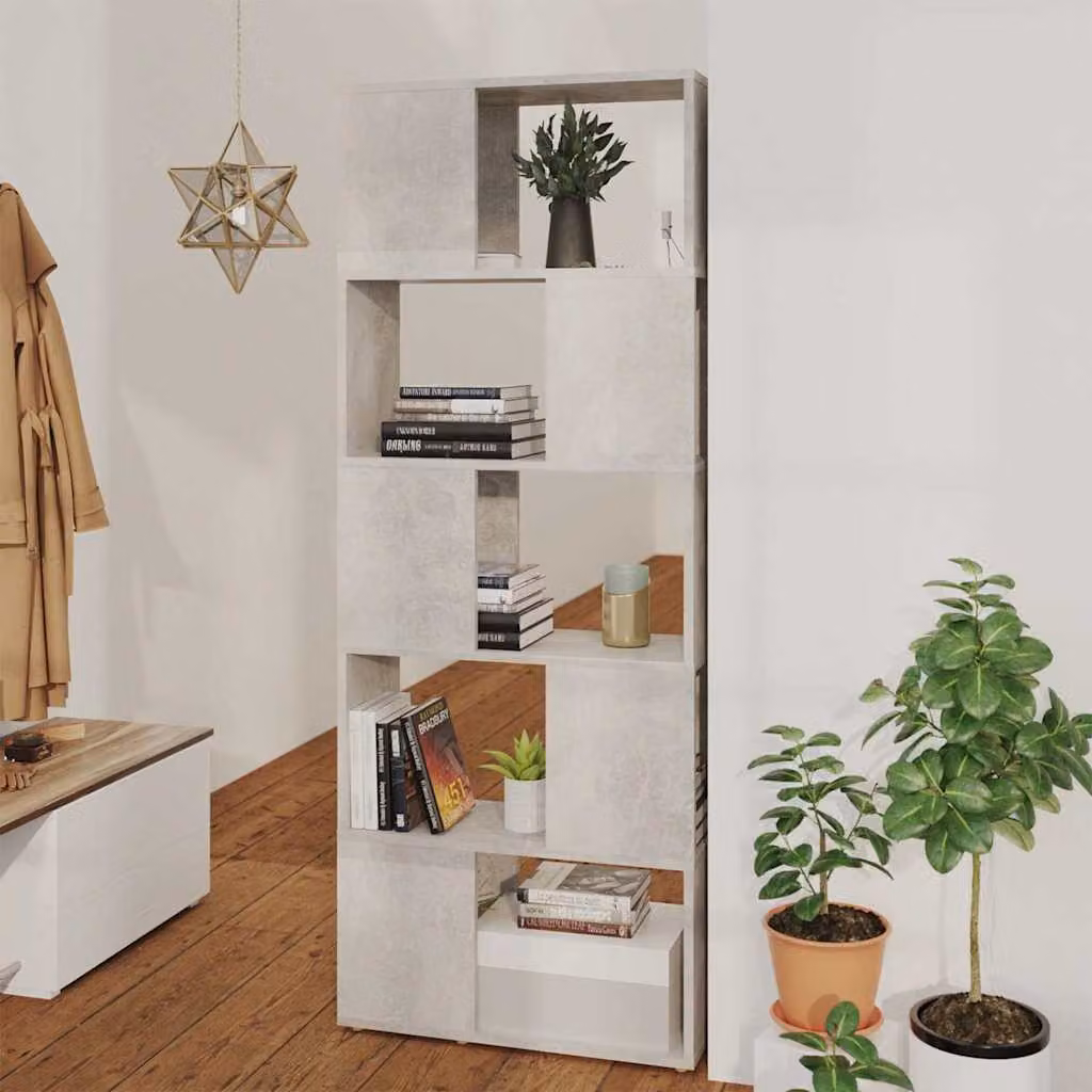 Libreria/Divisorio vidaXL moderna in legno e MDF, Grigio, L 60 cm x P 24 cm x H 155 cm