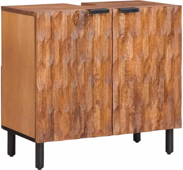 Armadio per lavabo da bagno moderno vidaXL in legno color mango marrone con ante a battente e ripiani interni L/P/H: 62 x 33 x 58 cm