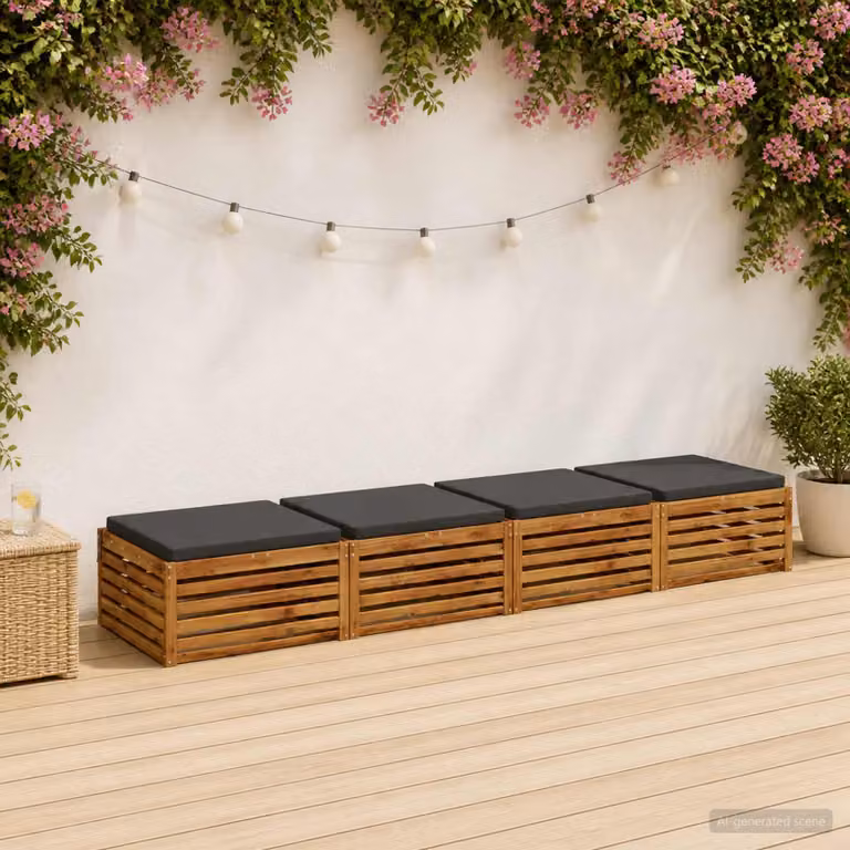 Set di 4 cuscini per sedia vidaXL SOEST in poliestere con fodera rimovibile e resistenza UV, colore antracite e nero