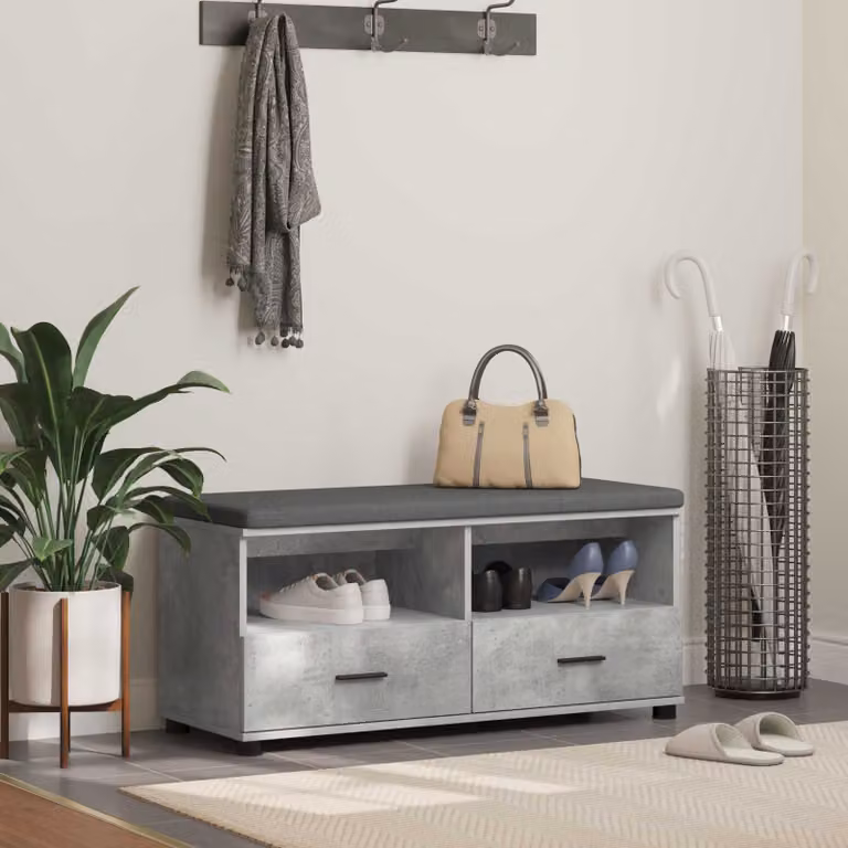 vidaXL Panca porta scarpe moderna per ingresso Grigio L: 100 cm, P: 38 cm, H: 46 cm