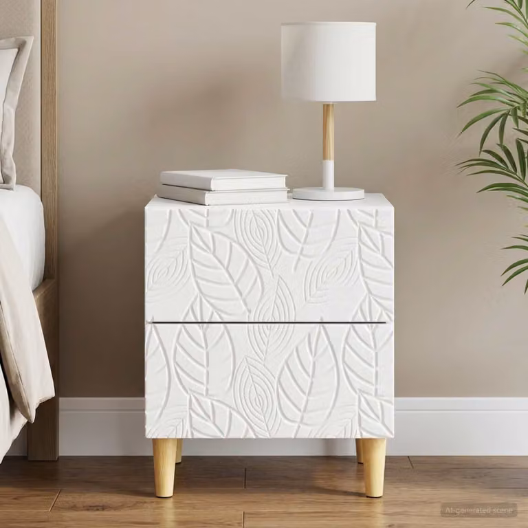 Comodino moderno vidaXL in legno bianco L: 43 cm, P: 34,5 cm, H: 48 cm
