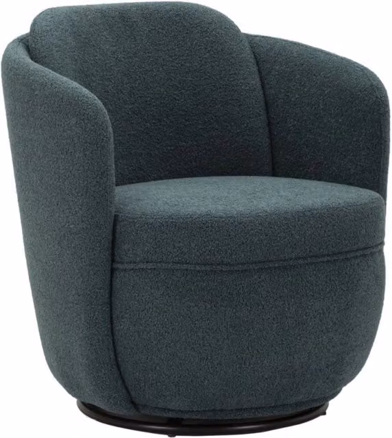 Poltrona girevole Torino in tessuto boucle' ottanio 70x72x75 cm
