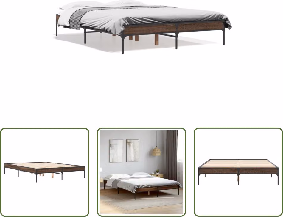 The Living Store Struttura letto in rovere marrone 120x200 cm Materiale legno Metallo