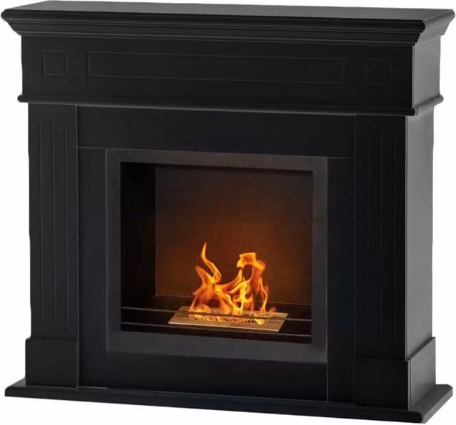 Cambridge - Camino a bioetanolo da terra in legno 110x37xH102 cm, colore nero