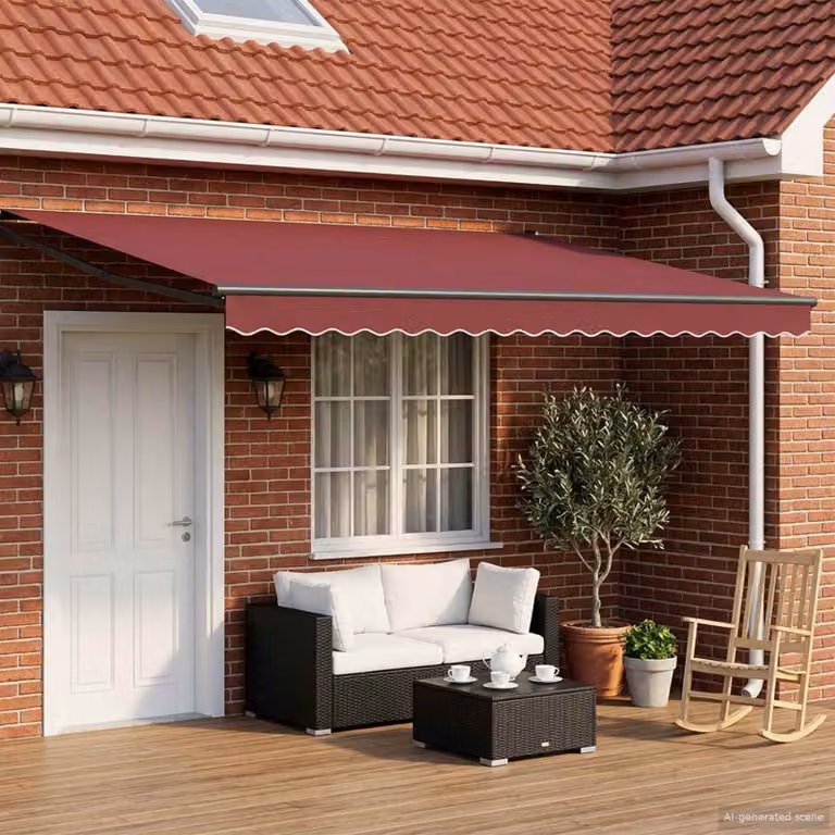 Tettuccio elettrico retrattile vidaXL in alluminio e poliestere, colore rosso borgogna, L: 4,5 m x P: 3 m
