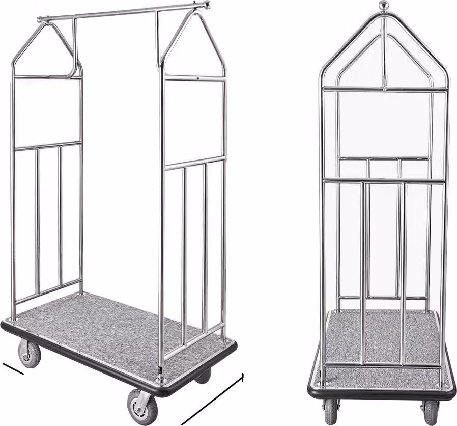 Carrello portabagagli per hotel, capacità di carico elevata, acciaio inossidabile resistente, 800 libbre